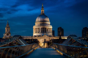 Poster St Pauls Cathedral at dusk in London viewed from the Millennium Bridge © Lee