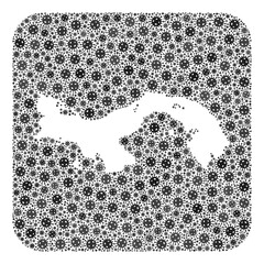 SARS virus map of Panama collage created with rounded square and subtracted space. Vector map of Panama collage of infection virus particles in variable sizes and gray color tints.