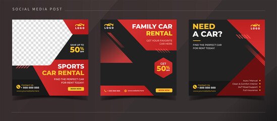 Car rental banner for social media post template