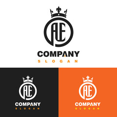 Inspirations of the monogram logo letters A and E circle connected letters with a three-color background model