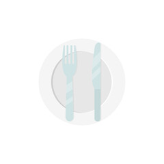 Fork and knife flat, fork knife and plate icon, vector illustration isolated on white background