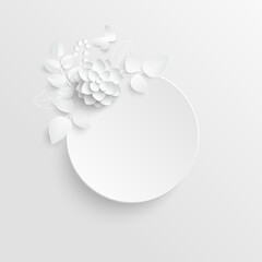 Paper flower. White lotus cut from paper. Vector illustration.