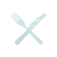 Fork and knife flat, fork knife and plate icon, vector illustration isolated on white background