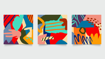 Abstract background vector with natural and floral line arts. Creative pattern with hand drawn shapes. Design background for social media post, cover, print and wallpaper