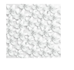 Paper flower. White lilies cut from paper. Vector illustration.