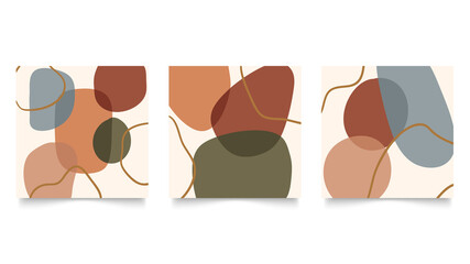 Abstract background vector with natural and floral line arts. Creative pattern with hand drawn shapes. Design background for social media post, cover, print and wallpaper