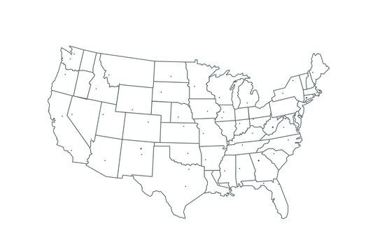 United States Of America Vector color version with state names