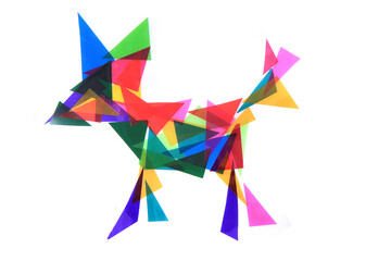 dog from plastic color triangles