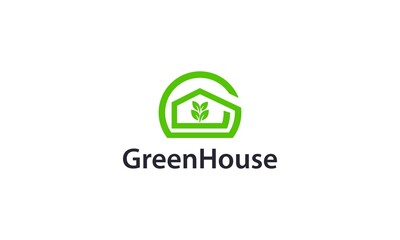 Simple and creative natural green house for logo designs vector	

