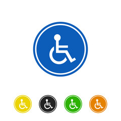 vector wheelchair person icon set. Vector Handicap icon design ( 5 color design set ). easy editable