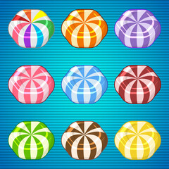 Hexagon lollypop candy colorful for match 3 game cute style.