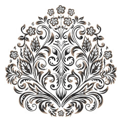 Vector damask element. Isolated damask central illistration. Classical luxury old fashioned damask ornament, royal victorian texture for wallpapers, textile, wrapping