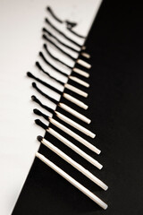 Different stages of match burning isolated on white and black background