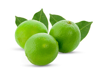 Fresh green lime isolated on white background