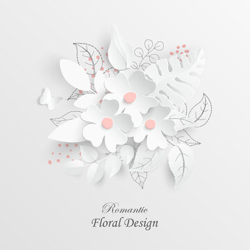 Paper flower. Sakura. Vector illustration.