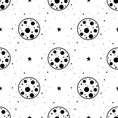 Fototapeta na wymiar Seamless Pattern Mystical planet with stars and moon. Stars, constellations, moon, crystals.