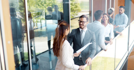 Business people talking nad brainstorming in break outdoor