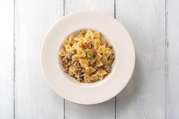 Piatto di farfalle al ragu bianco di manzo, Cucina Italiana