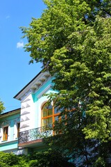 View on historical mansion from the garden