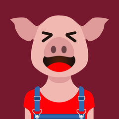 Pig silhouette vector on a white background