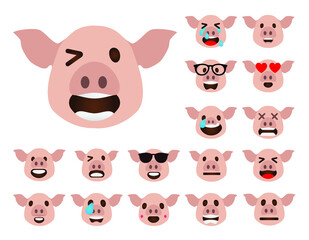 Pig avatar collection, vector icons