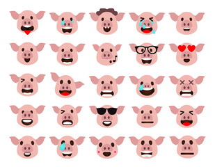Pig avatar collection, vector icons