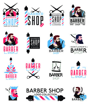 Barber shop logo labels badges vintage vector image