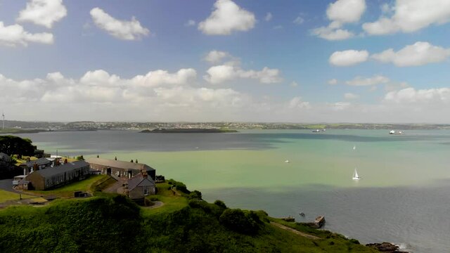 Aerial View of a Fort at a coast. Camden Fort Meagher in Crosshaven, Ireland