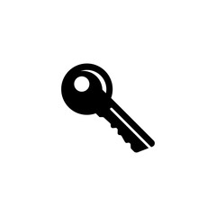 Key Silhouette, Safety Tool, Protection. Flat Vector Icon illustration. Simple black symbol on white background. Key Silhouette, Safety, Protection sign design template for web and mobile UI element.