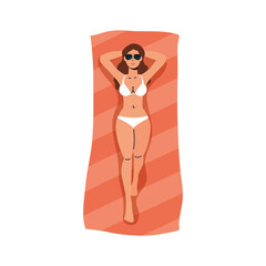 Girl cartoon with bikini and glasses on towel vector design