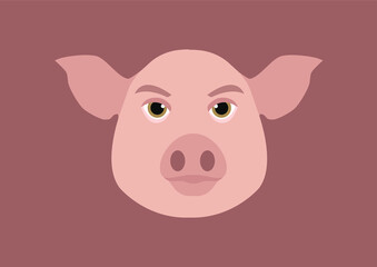 Pig silhouette vector on a white background