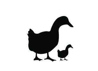 Duck silhouette vector on a white background