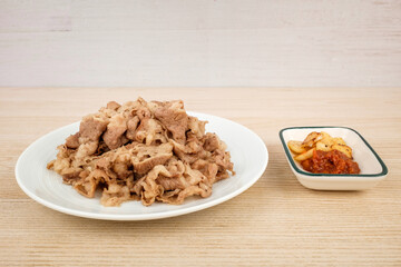 Sliced ​​beef on white background