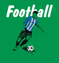 Soccer or football ball with silhouette of player. Football background banner
