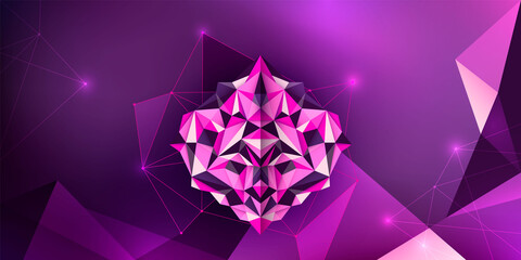 Geometric style abstraction in purple color. Vector illustration.