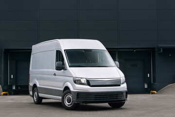 Van at the area of industrial park. Lorry truck parked at the storage  © UnPinky