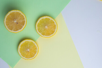 lemon slice on colorful background