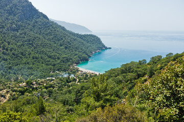 Fototapeta na wymiar Viewpointy at the path to Kabak beach, Lycian way near Fethiye, Turkey