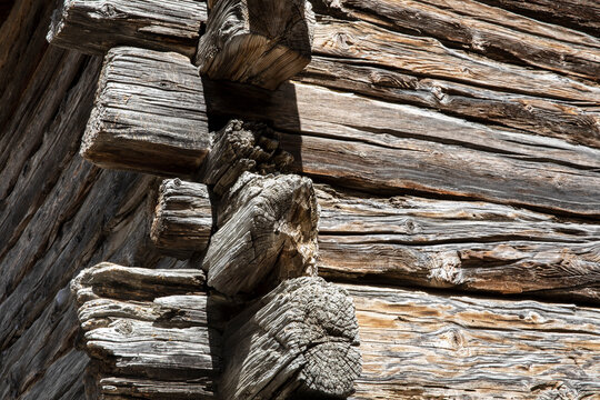 Canza (VCO), Italy - June 21, 2020: Blockbau at Canza village, Formazza Valley, Ossola Valley, VCO, Piedmont, Italy