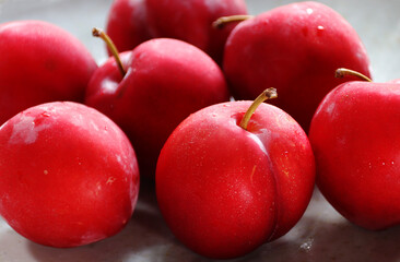 Fototapeta na wymiar Fresh and juicy plums