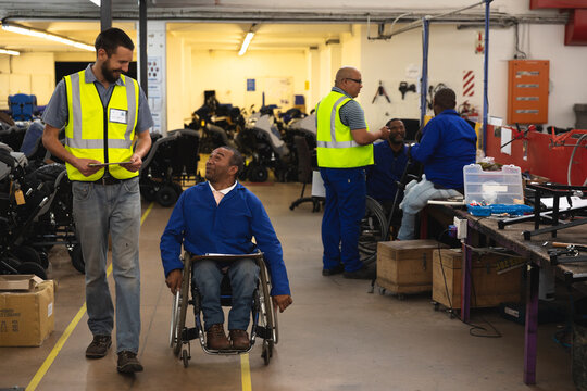 Multi races workers laughing and talking