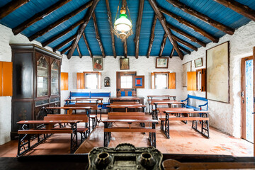 Fototapeta premium Interior of old, vintage classroom