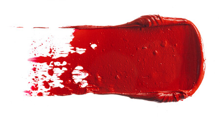 Lipstick swatch sample on white background. Close up.