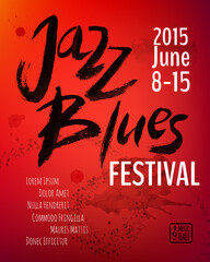 Jazz blues music festival, poster background template. Hand drawn Typographic flyer or poster. Vector design.  - 359667733