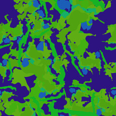 Forest camouflage of various shades of violet, blue and green colors