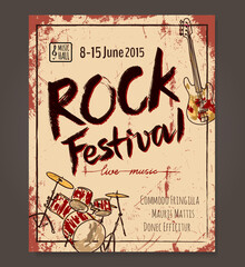 Rock festival poster template. Hand drawn Vector design - 359667953