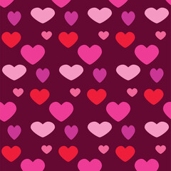 Fototapeta na wymiar Seamless pattern with different pink hearts. Love concept. Design for packaging and backgrounds. Valentine's day spirit. Print for textile, clothes and design. Jpg file