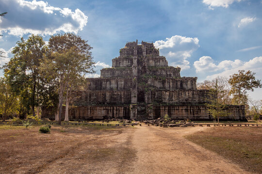 Ancient Khmer pyramid, Koh Kher Temple near Siem Reap town, Cambodia