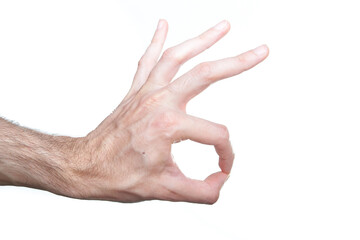 hand ok sign on white background