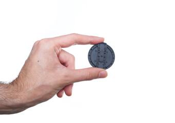 man hand holding a top